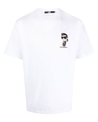 weißes bedrucktes T-Shirt mit einem Rundhalsausschnitt von Karl Lagerfeld