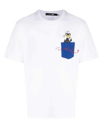 weißes bedrucktes T-Shirt mit einem Rundhalsausschnitt von Karl Lagerfeld
