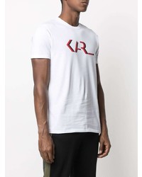 weißes bedrucktes T-Shirt mit einem Rundhalsausschnitt von Karl Lagerfeld