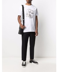 weißes bedrucktes T-Shirt mit einem Rundhalsausschnitt von Karl Lagerfeld