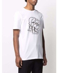 weißes bedrucktes T-Shirt mit einem Rundhalsausschnitt von Karl Lagerfeld