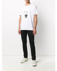 weißes bedrucktes T-Shirt mit einem Rundhalsausschnitt von Karl Lagerfeld