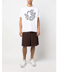 weißes bedrucktes T-Shirt mit einem Rundhalsausschnitt von Junya Watanabe MAN