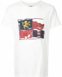 weißes bedrucktes T-Shirt mit einem Rundhalsausschnitt von Kent & Curwen