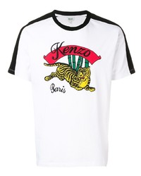 weißes bedrucktes T-Shirt mit einem Rundhalsausschnitt von Kenzo