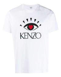 weißes bedrucktes T-Shirt mit einem Rundhalsausschnitt von Kenzo