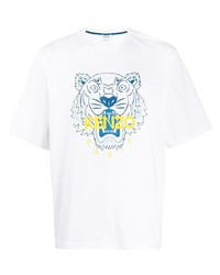 weißes bedrucktes T-Shirt mit einem Rundhalsausschnitt von Kenzo