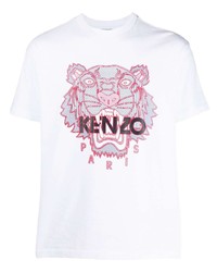 weißes bedrucktes T-Shirt mit einem Rundhalsausschnitt von Kenzo