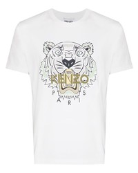 weißes bedrucktes T-Shirt mit einem Rundhalsausschnitt von Kenzo