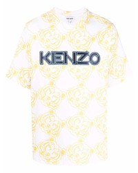 weißes bedrucktes T-Shirt mit einem Rundhalsausschnitt von Kenzo