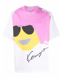 weißes bedrucktes T-Shirt mit einem Rundhalsausschnitt von Kenzo