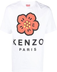 weißes bedrucktes T-Shirt mit einem Rundhalsausschnitt von Kenzo