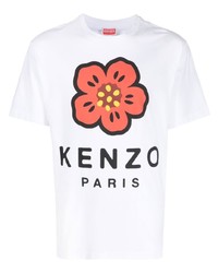 weißes bedrucktes T-Shirt mit einem Rundhalsausschnitt von Kenzo