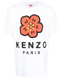 weißes bedrucktes T-Shirt mit einem Rundhalsausschnitt von Kenzo