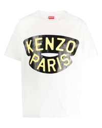 weißes bedrucktes T-Shirt mit einem Rundhalsausschnitt von Kenzo