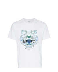 weißes bedrucktes T-Shirt mit einem Rundhalsausschnitt von Kenzo