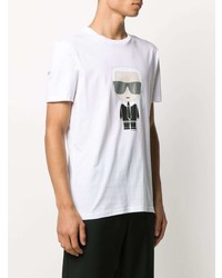 weißes bedrucktes T-Shirt mit einem Rundhalsausschnitt von Karl Lagerfeld