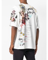 weißes bedrucktes T-Shirt mit einem Rundhalsausschnitt von Dolce & Gabbana