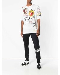 weißes bedrucktes T-Shirt mit einem Rundhalsausschnitt von Dolce & Gabbana