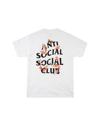 weißes bedrucktes T-Shirt mit einem Rundhalsausschnitt von Anti Social Social Club