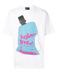 weißes bedrucktes T-Shirt mit einem Rundhalsausschnitt von Kolor