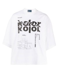 weißes bedrucktes T-Shirt mit einem Rundhalsausschnitt von Kolor