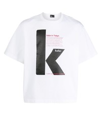 weißes bedrucktes T-Shirt mit einem Rundhalsausschnitt von Kolor