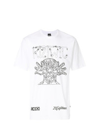weißes bedrucktes T-Shirt mit einem Rundhalsausschnitt von Ktz