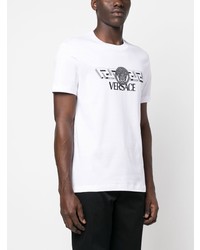 weißes bedrucktes T-Shirt mit einem Rundhalsausschnitt von Versace