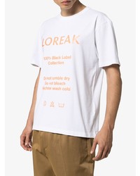 weißes bedrucktes T-Shirt mit einem Rundhalsausschnitt von Loreak Mendian