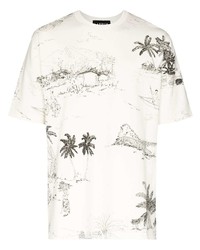 weißes bedrucktes T-Shirt mit einem Rundhalsausschnitt von Labrum London