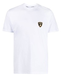 weißes bedrucktes T-Shirt mit einem Rundhalsausschnitt von Lamborghini