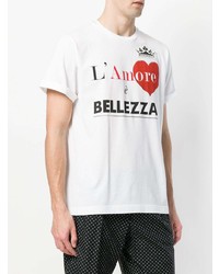 weißes bedrucktes T-Shirt mit einem Rundhalsausschnitt von Dolce & Gabbana