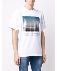 weißes bedrucktes T-Shirt mit einem Rundhalsausschnitt von Golden Goose