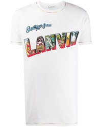weißes bedrucktes T-Shirt mit einem Rundhalsausschnitt von Lanvin