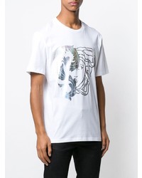 weißes bedrucktes T-Shirt mit einem Rundhalsausschnitt von Versace Collection