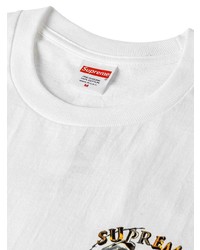 weißes bedrucktes T-Shirt mit einem Rundhalsausschnitt von Supreme