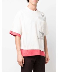 weißes bedrucktes T-Shirt mit einem Rundhalsausschnitt von Maison Mihara Yasuhiro