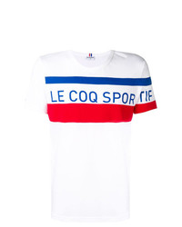 weißes bedrucktes T-Shirt mit einem Rundhalsausschnitt von Le Coq Sportif