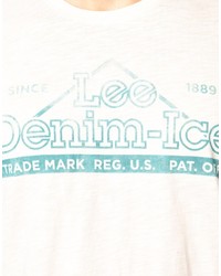weißes bedrucktes T-Shirt mit einem Rundhalsausschnitt von Lee