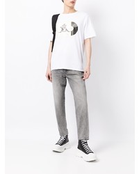 weißes bedrucktes T-Shirt mit einem Rundhalsausschnitt von Armani Exchange