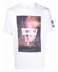 weißes bedrucktes T-Shirt mit einem Rundhalsausschnitt von Levi's