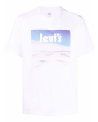 weißes bedrucktes T-Shirt mit einem Rundhalsausschnitt von Levi's