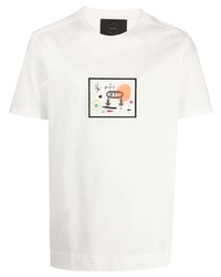 weißes bedrucktes T-Shirt mit einem Rundhalsausschnitt von Limitato