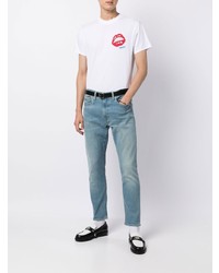 weißes bedrucktes T-Shirt mit einem Rundhalsausschnitt von Fiorucci