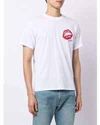 weißes bedrucktes T-Shirt mit einem Rundhalsausschnitt von Fiorucci