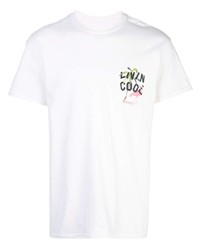 weißes bedrucktes T-Shirt mit einem Rundhalsausschnitt von LIVINCOOL