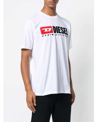 weißes bedrucktes T-Shirt mit einem Rundhalsausschnitt von Diesel