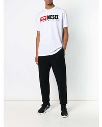 weißes bedrucktes T-Shirt mit einem Rundhalsausschnitt von Diesel