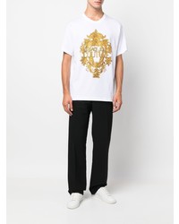 weißes bedrucktes T-Shirt mit einem Rundhalsausschnitt von VERSACE JEANS COUTURE